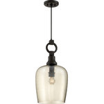 Quoizel - Quoizel CKKD1512WT Kendrick 1 Light Mini Pendant in Western Bronze - The Kendrick pendant is old world elegance with hints of farmhouse style. The base is classic with a contemporary o-ring at the top. The amber glass is hammered adding uniqueness and charm to this beautiful transitional pendant. Select from a variety of configurations and adjust the cable to your desired height.