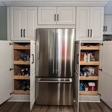 Two Tone Kitchen with Irish Creme Cabinets and Rustic Dockside Island