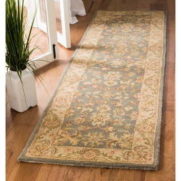 Safavieh Antiquity Collection AT312 Rug, Blue/Beige, 2'3"x12'