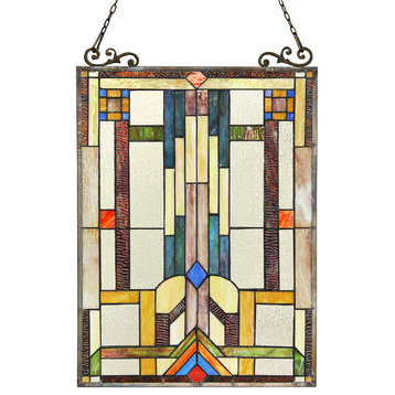 Huszar Tiffany-Glass Window Panel 17.5"x25"