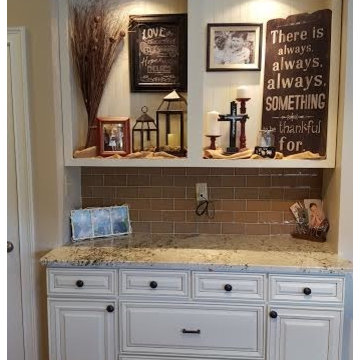Arnold White Painted Kitchen Cabinets with Pinstripe