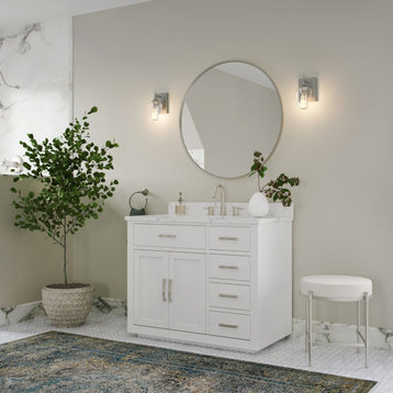 The Wyatt Bathroom Vanity, White, 42", Single Sink, Freestanding