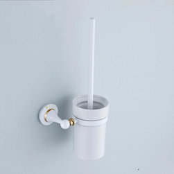 Brass Roasted white Porcelain Bathroom Toilet Brush Holder TCB4189 - Bathroom Accessories