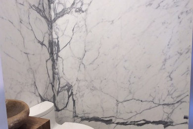 Inspiration for a coastal powder room remodel in Houston