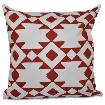 Geometric Decorative Pillow, Red, 16"x16"