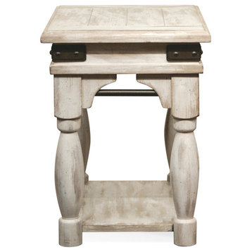 Riverside Furniture Regan Farmhouse Wood Chairside Table in Farmhouse White