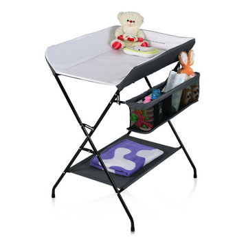 Costway Baby Changing Table Folding Diaper Station Nursery Organizer w/ Storage