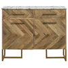 Keaton 2-door Accent Cabinet With Marble Top Natural and Antique Gold