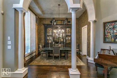 Inspiration for a dark wood floor great room remodel in Houston