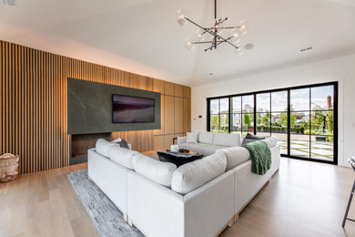 Living room - modern living room idea in Columbus