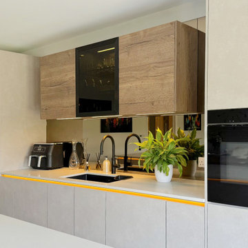 Beige and Oak Contemporary Kitchen in Hertfordshire