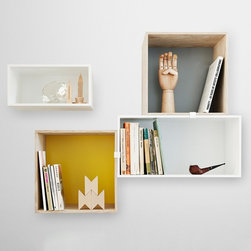 Muuto Mini Stacked Ash Shelf With Yellow Backboard - Medium - Products