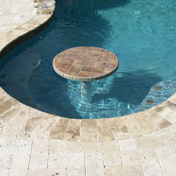 Free Form Swimming Pool With Table & Bench Seating - Trotta