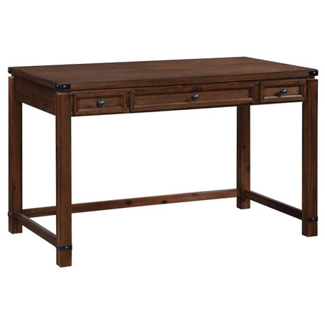 Baton Rouge Home Office Writing Desk in Brushed Walnut Finish Engineered Wood