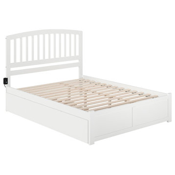 Richmond Queen Bed With Footboard And Twin Extra Long Trundle In White