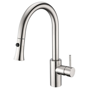 Luxier KTS11-T Single-Handle Pull-Down Sprayer Kitchen Faucet, Brushed Nickel