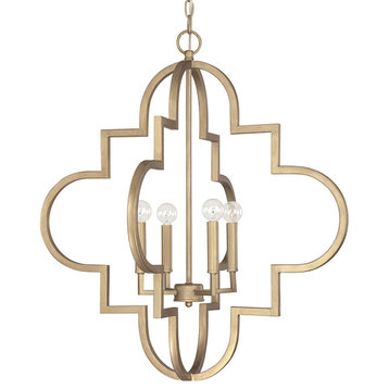 Capital Lighting The Ellis Collection 4 Light Pendant, Brushed Gold
