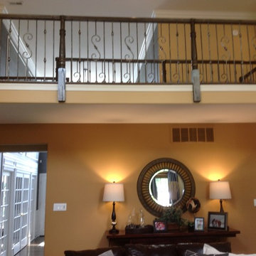 Stairway Renovation - Wood Railing and Satin Clear Iron Balusters