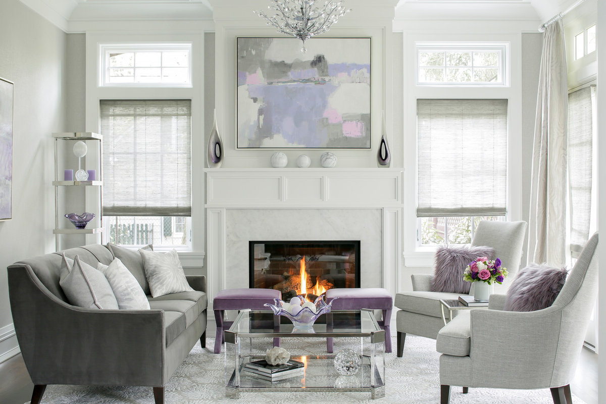 Modern Lilac and Gray Living Room