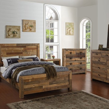 Norman Reclaimed Pine Queen Bed Distressed Natural