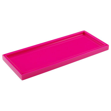Hot Pink Lacquer Bathroom Accessories, Long Vanity Tray