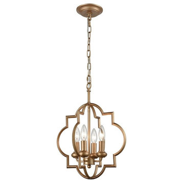 Glam Luxe Traditional Four Light Chandelier in Matte Gold Finish - Chandelier
