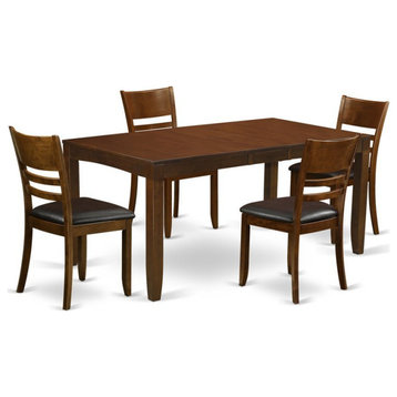 East West Furniture Lynfield 5-piece Traditional Wood Dining Set in Espresso