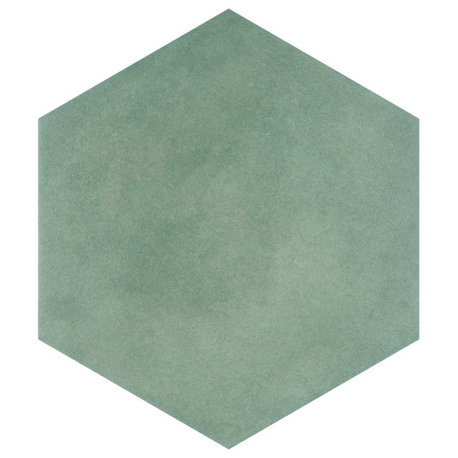 Matter Hex Green Porcelain Floor and Wall Tile