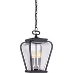 Quoizel - Province Three Light Pendant, Mystic Black - Province is in a word elegant. Its a French inspired look with touches of Contemporary styling. Province features clear seedy glass for an aged feel and a base that is classically styled. The signature Mystic Black finish is a soft matte that is the perfect complement to any home.