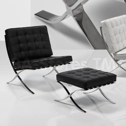 Modern Chair with Ottoman Set in Black - Armchairs And Accent Chairs