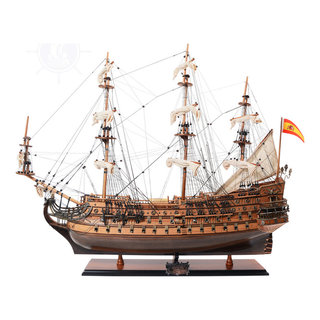 Wooden Captain Hook's Jolly Roger from Peter Pan White Sails Limited Model  Pirate Ship 26
