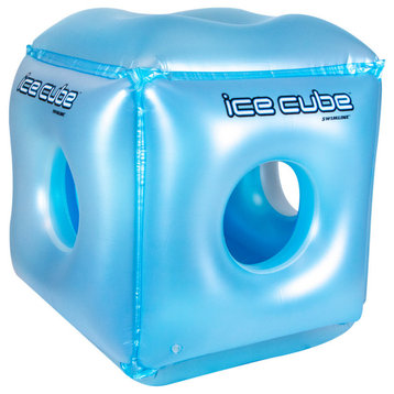 49" Blue Inflatable Ice Cube Habitat Swimming Pool Float