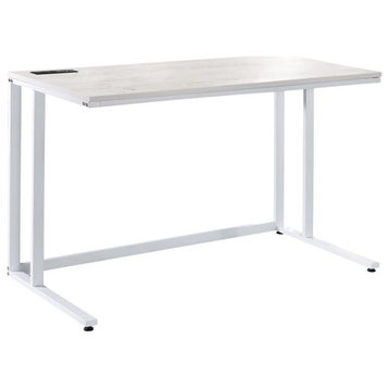 Furniture of America Nillaine Wood Writing Desk with USB in White