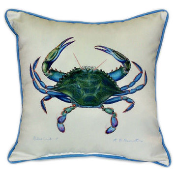 Pair of Betsy Drake Male Blue Crab Large Indoor/Outdoor Pillows 18 In X 18 In