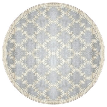 Yazd 2816-910 Area Rug, Gray And Ivory, 5'3" Round