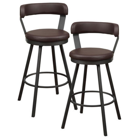 Lexicon Appert Metal Swivel Pub Height Chair in Mottled Silver/Brown (Set of 2)