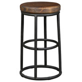 Verde Collection - Dennis Counter Stool - This round counter stool with a unique blend of reclaimed pine wood and sturdy iron to this perfect stool the center of attention in any home.