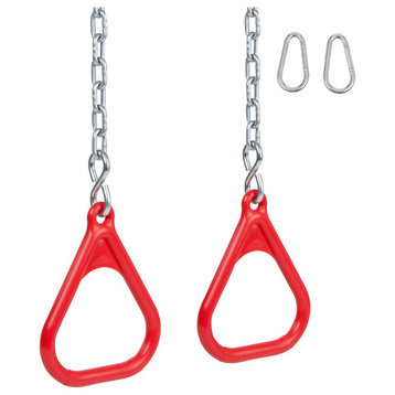 Swing Set Trapeze Rings With Chains, Set of 2, Red