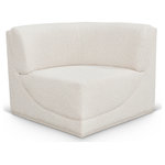 Meridian Furniture - Ollie Black Boucle Fabric Chair, Cream, Corner Chair - Meet the epitome of style and functionality with this Ollie boucle fabric living room corner, part of the Ollie modular collection. A contemporary marvel, this corner features chic and inviting rich cream boucle fabric upholstery, giving it a sumptuous texture that oozes elegance and luxury. Curved corners add to the visual look of the sectional while maximizing seating comfort while lounging, reading, or entertaining. Pair it with other items in the Ollie collection easily, thanks to an attachment latch underneath.