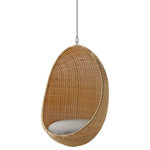 Sika Design - Nanna Ditzel Exterior Hanging Egg Chair, Natural With Sunbrella Sailcloth - The Nanna Ditzel Outdoor Hanging Egg Chair is a distinctive Sika Design piece that has enjoyed worldwide acclaim since first coming on the scene in 1959. This revision of the original takes on the same woven egg silhouette in Sika Design�s signature AluRattan�, which is a powder-coated aluminum frame woven with ArtFibre� synthetic wicker. Toss in a seat cushion and this conversation piece becomes a delightful place to relax away a breezy summer afternoon. Made to stay outdoors year-round, the egg chair hangs on a solid steel stand or hangs from a chain.