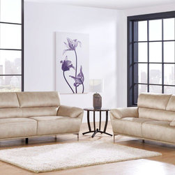 Cream Contemporary Sofa, Loveseat & Chair - Living Room Furniture Sets