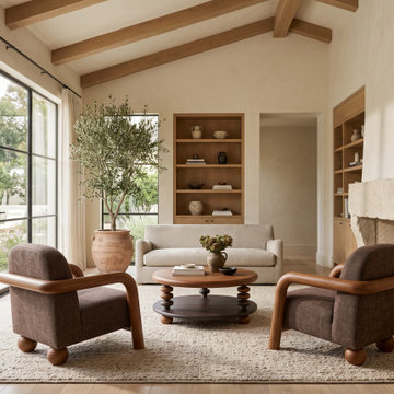 Modern Luxury Living Room with Solid Wood Furniture - Teak & Mahogany