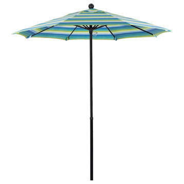 7.5'  Black Push Lift Fiberglass Umbrella, Sunbrella, Seville Seaside