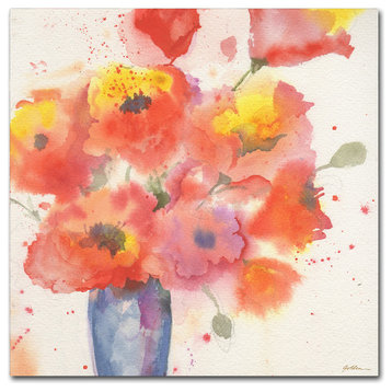 Sheila Golden 'Vase of Poppies 5' Canvas Art, 14"x14"