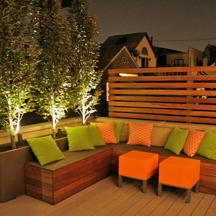 Mittelgroßer Eklektischer Dachgarten mit Dielen in Chicago