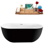 Streamline - 67" Streamline N-802-67FSBL-FM Soaking Freestanding Tub With Internal Drain - This modern Streamline 67" deep soaking bathtub was designed with sleek soft curves and a glossy black exterior finish. The tub has an internal drain and can hold up to 66gallons of water. FREE Bamboo Bathtub Caddy Included in Purchase!