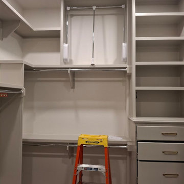 Custom Walk-In Closet Wall with Built-In Dresser & Pull-Down Rod