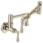 Moen - Moen Two-Handle Kitchen Faucet, Polished Nickel - The pot filler is the ultimate epicurean luxury, ensuring convenient flow control over a cooktop. Dual joints allow for maximum reach, and dual shut-off valves mean never reaching over a hot surface to turn it off. Choose from traditional or modern styles to coordinate with your decor.