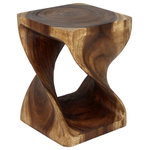Haussmann® - Haussmann Wood Twist End Table 15 x 15 x 20 inch High Walnut Oil - Need a unique functional one of a kind accent table that doubles as a stool or display stand? Place several together to create a unique coffee table
