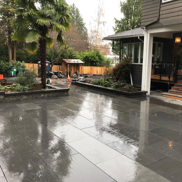 Bocce Ball Court, Pond, Granite Rocks and Dimensonal Flagstone